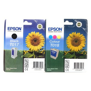 EPSON T017+T018 CARTUCCIA ORIGINALE NERO+COLORE STYLUS COLOR 680/685 [A BOX]
