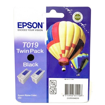 EPSON T019 T01940210 PACCO DOPPIO CARTUCCIA ORIGINALE NERO STYLUS COLOR 880 [CF. DA 2 PZ]