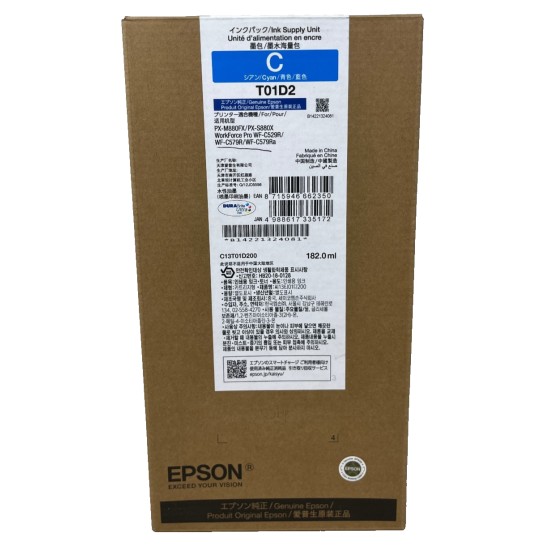 EPSON T01D2 C13T01D200 INCHIOSTRO ORIGINALE CIANO XXL WORKFORCE PRO C529 [A BOX]