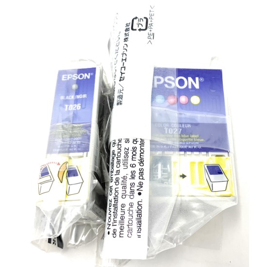 EPSON T026+T027 ORIGINALE NERO+COLORE STYLUS PHOTO 810/830/830U/925/935 [NO BOX]