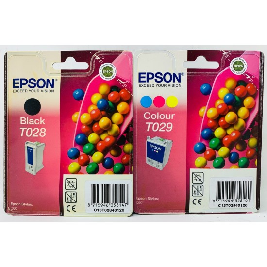 EPSON T028 + T029 CARTUCCIA ORIGINALE NERO+COLORE PER EPSON STYLUS C60/CX3200 [A BOX]