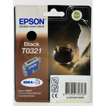 EPSON T0321 CARTUCCIA ORIGINALE NERO C70/C70plus/C80/C82/CX5200/CX5400 [A BOX]