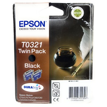 EPSON T0321 TWINPACK ORIGINALE NERO C70/C70plus/C80/C82/CX5200/CX5400 [X 2PZ]