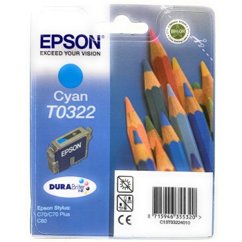 EPSON T0322 CARTUCCIA ORIGINALE CIANO C70/C70plus/C80 [A BOX]