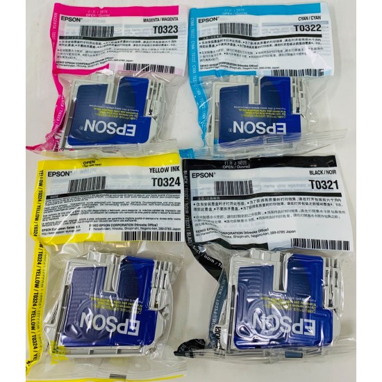 EPSON T0321 T0322 T0323 T0324 ORIGINALE BK/C/M/Y C70/C80/C82/CX5200/CX5400 [NO BOX]