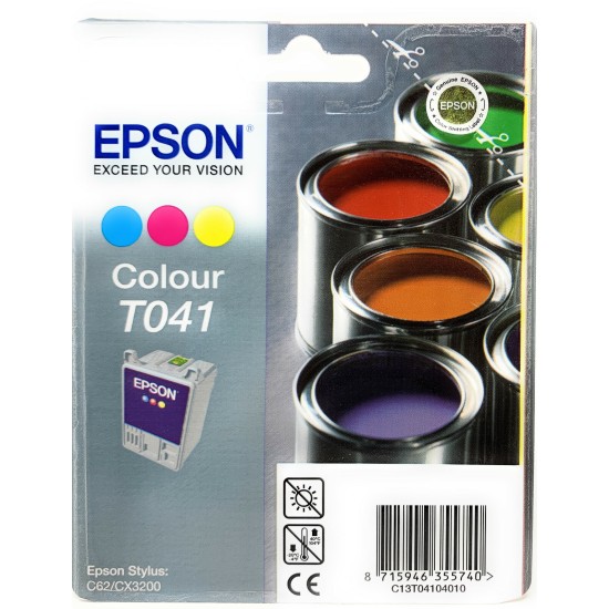 EPSON T041 CARTUCCIA ORIGINALE COLORE PER STYLUS C62/CX3200 [A BOX]