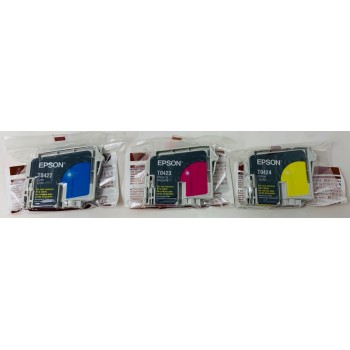 EPSON T0422/T0423/T0424 ORIGINALE CIANO/MAGENTA/GIALLO STYLUS C82/CX5200/5400 [NO BOX]
