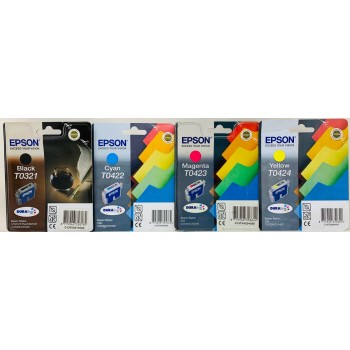 EPSON T0321/T0422/T0423/T0424 KIT 4 CARTUCCE ORIGINALI PER C82/CX5200/CX5400 [NO BOX]