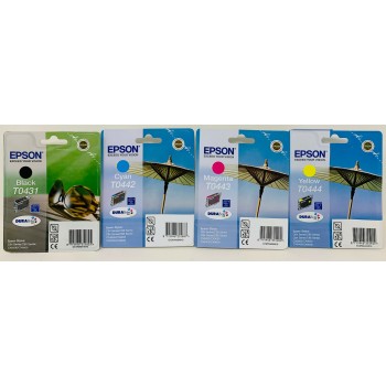 EPSON T0431 T0442 T0443 T0444 NERO CIANO MAGENTA GIALLO STYLUS C84/CX6400/CX6600 [A BOX]