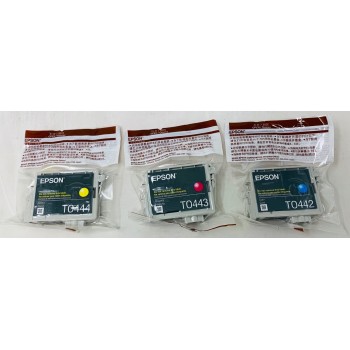 EPSON T0442/3/4 CARTUCCIA ORIGINALE CIANO/MAGENTA/GIALLO STYLUS C64/C66/C84/C86 [NO BOX]