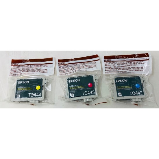 EPSON T0442/3/4 CARTUCCIA ORIGINALE CIANO/MAGENTA/GIALLO STYLUS C64/C66/C84/C86 [NO BOX]