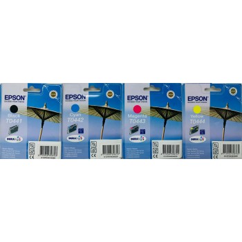 EPSON T0441 T0442 T0443 T0444 KIT ORIGINALE  COLORE STYLUS C64/C84/CX6400/CX6600 [A BOX]