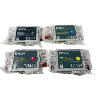 EPSON T0441 T0442 T0443 T0444 ORIGINALE 4 COLORI STYLUS C64/C66/C84/C86/CX6400 [NO BOX]