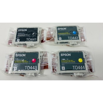 EPSON T0441 T0442 T0443 T0444 ORIGINALE 4 COLORI X STYLUS C64/C66/C84/C86/CX6400 [NO BOX]