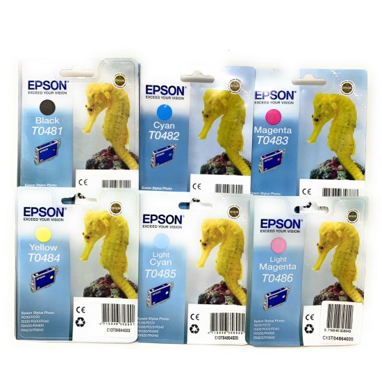 EPSON T0481 T0482 T0483 T0484 T0485 T0486 T0487 ORIGINALE 6 R200/R300/R320/RX600 [B BOX]