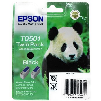 EPSON T0501 T050 CARTUCCIA ORIGINALE NERO STYLUS COLOR 400/600 PHOTO 750 [2 PZ]