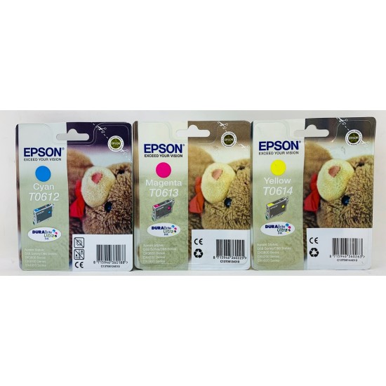 EPSON ORIGINALE CIANO/MAGENTA/GIALLO T0612/T0613/T0614 STYLUS DX4800/DX4850 [A BOX]