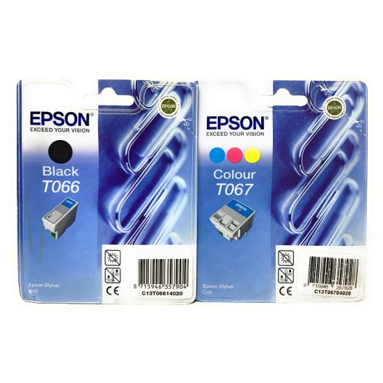 EPSON T066+T067 CARTUCCIA INK JET ORIGINALE NERO+COLORE PER STYLUS C48 [A BOX]