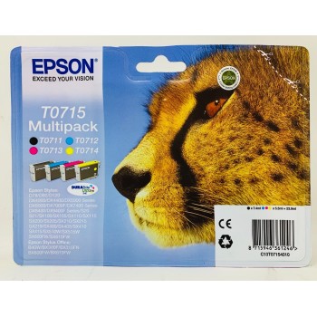 EPSON T0715 MULTIPACK ORIGINALE BK/C/M/Y STYLUS SX110/SX115/SX200/SX205/SX210 [A BOX]