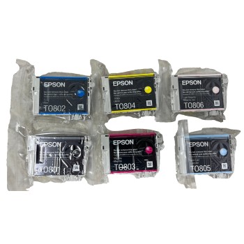 EPSON T0807 T0801 T0802 T0803 T0804 T0805  T0806 STYLUS PHOTO R265/RX585 KIT 6 [NO BOX]