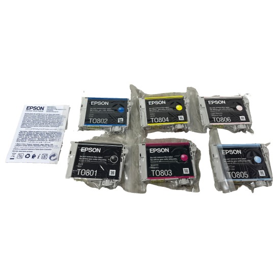 EPSON T0807 T0801 T0802 T0803 T0804 T0805  T0806 STYLUS PHOTO R265/RX585 KIT 6 [NO BOX]