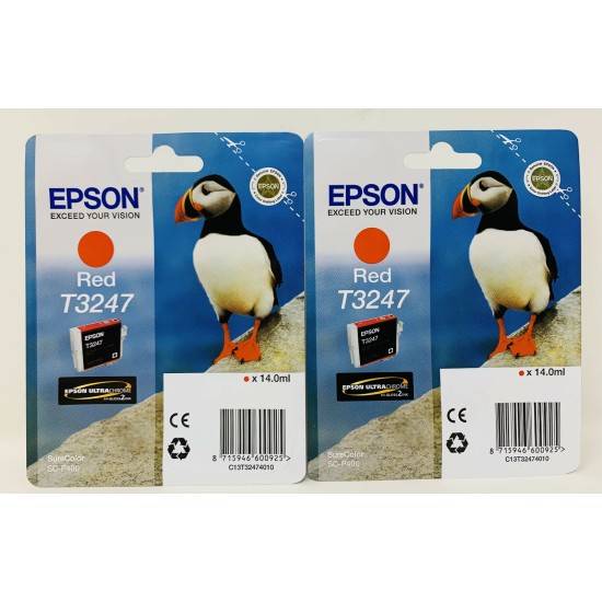 EPSON T3247 CARTUCCIA ORIGINALE ROSSO PER EPSON SURECOLOR P400/SC-P400 [X 2PZ]