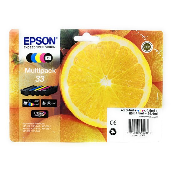 EPSON T3337 MULTIPACK ORIGINALE 5 COLORI PER XP-530/XP-630/XP-830/XP-900/XP-7100 EPSON T3337 MULTIPACK ORIGINALE 5 COLORI PER XP-530/XP-630/XP-830/XP-900/XP-7100