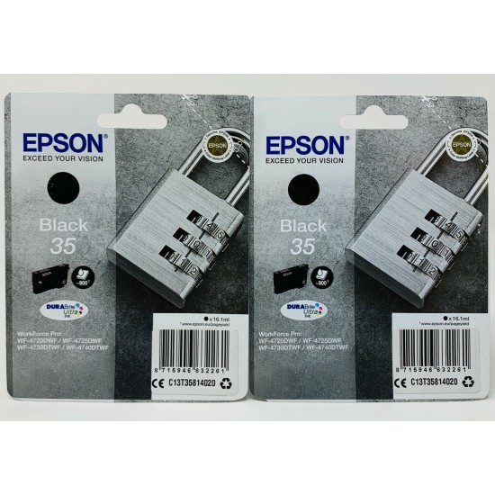 EPSON T3581 35 C13T35814010 ORIGINALE NERO WORKFORCE PRO WF-4720/4725 [X 2PZ]