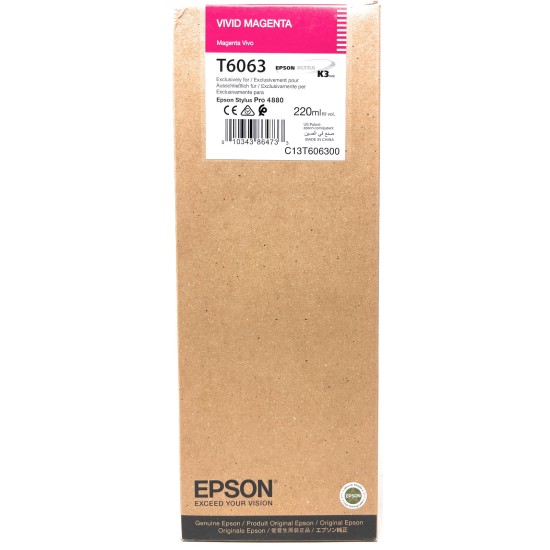 EPSON T6063 CARTUCCIA TANICA ORIGINALE MAGENTA STYLUS PRO 4800/4880 220ml [2020]