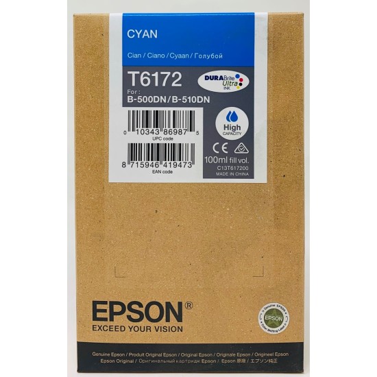 EPSON T6172 CARTUCCIA ORIGINALE CIANO ALTA CAPACITA' B-500DN/B-510DN [A BOX]