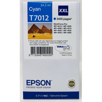 EPSON T7012 CARTUCCIA ORIGINALE CIANO XXL WORKFORCE PRO WP-4015/4025/4515 [A BOX]