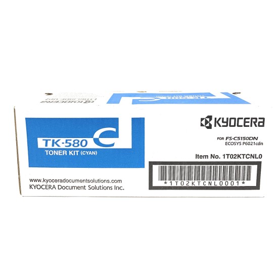 KYOCERA TK-580C 1T02KTCNL0 TONER ORIGINALE CIANO FS-C5150DN/ECOSYS P6021cdn KYOCERA TK-580C 1T02KTCNL0 TONER ORIGINALE CIANO FS-C5150DN/ECOSYS P6021cdn