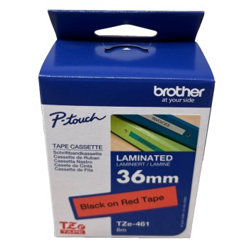BROTHER TZe-461 NASTRO ORIGINALE NERO SU ROSSO 18mmX8mt P-TOUCH 500/1800/2500PC