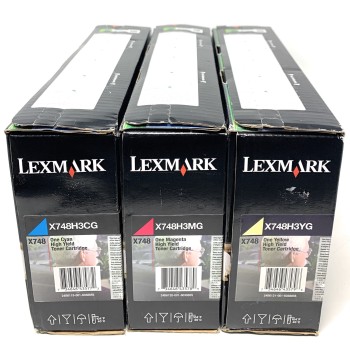 LEXMARK X748H3CG X748H3MG X748H3YG TONER ORIGINALE CIANO GIALLO MAGENTA X748 3PZ LEXMARK X748H3CG X748H3MG X748H3YG TONER ORIGINALE CIANO GIALLO MAGENTA X748 3PZ
